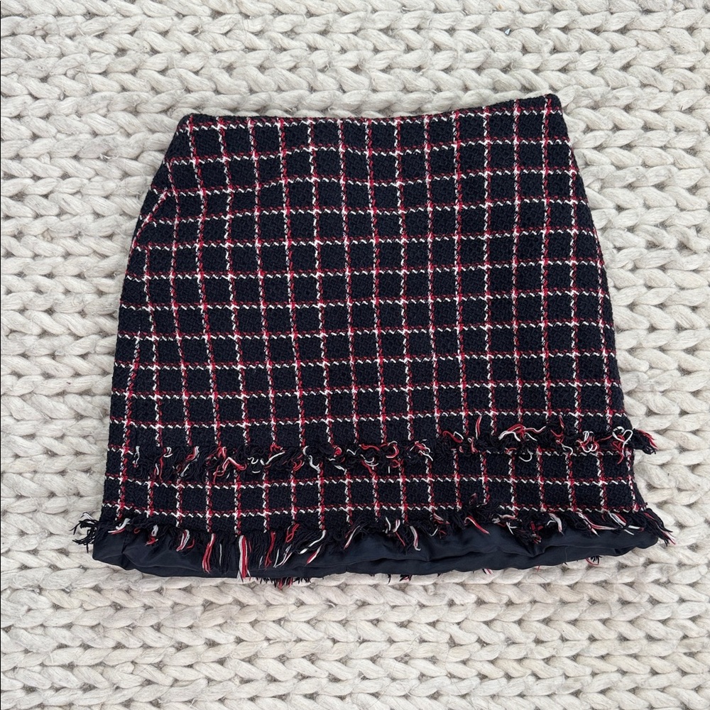 Zara Chic Black and Red Plaid Skirt